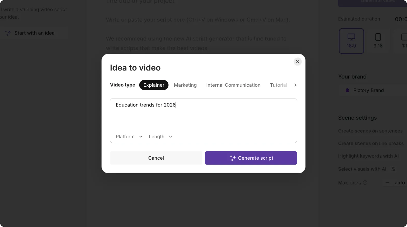 Idea to Video prompt box