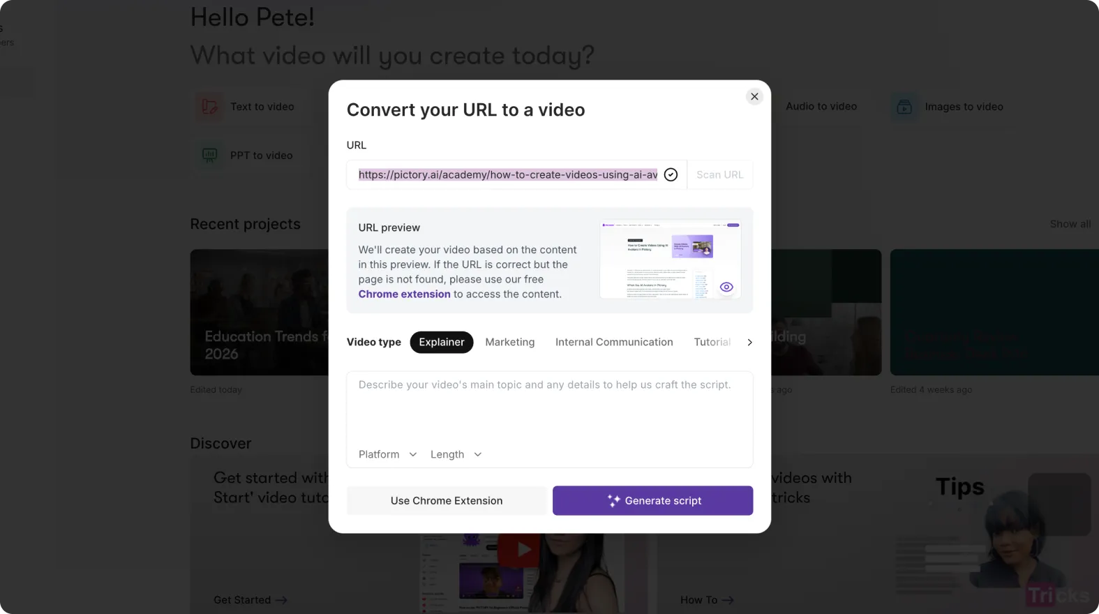 URL to Video preview