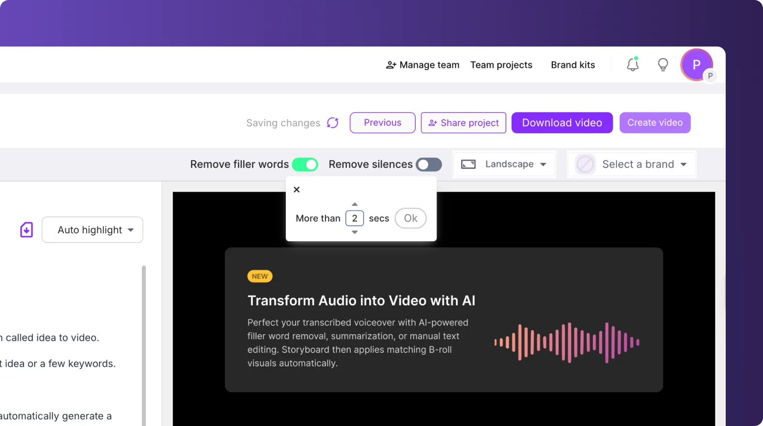 remove filler words and silences