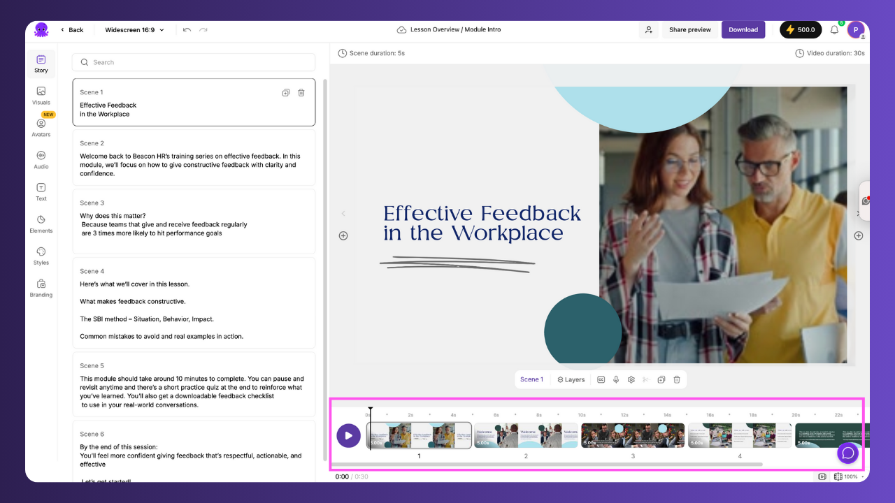 Pictory video timeline