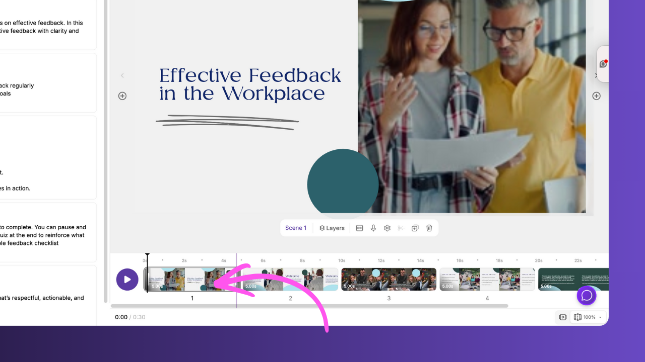 Pictory video timeline scene navigation