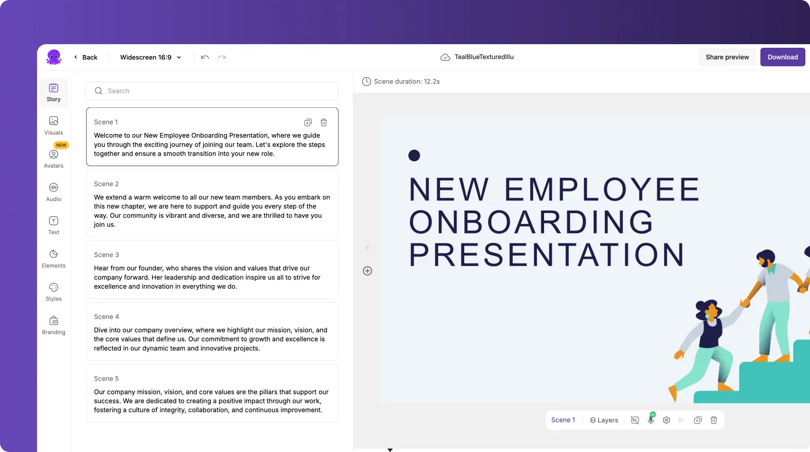 PPT to video storyboard editor