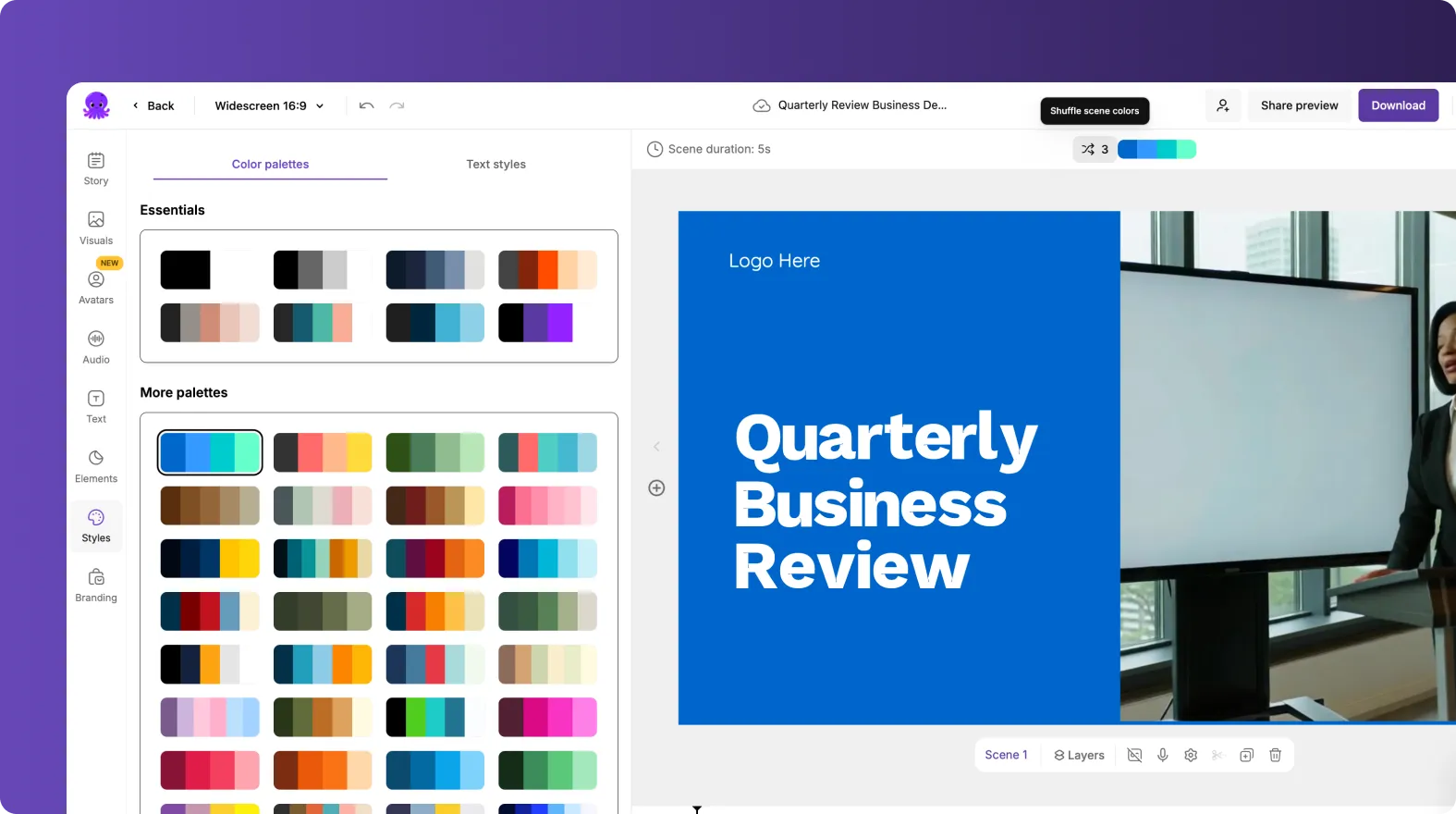 shuffle scene color palette again