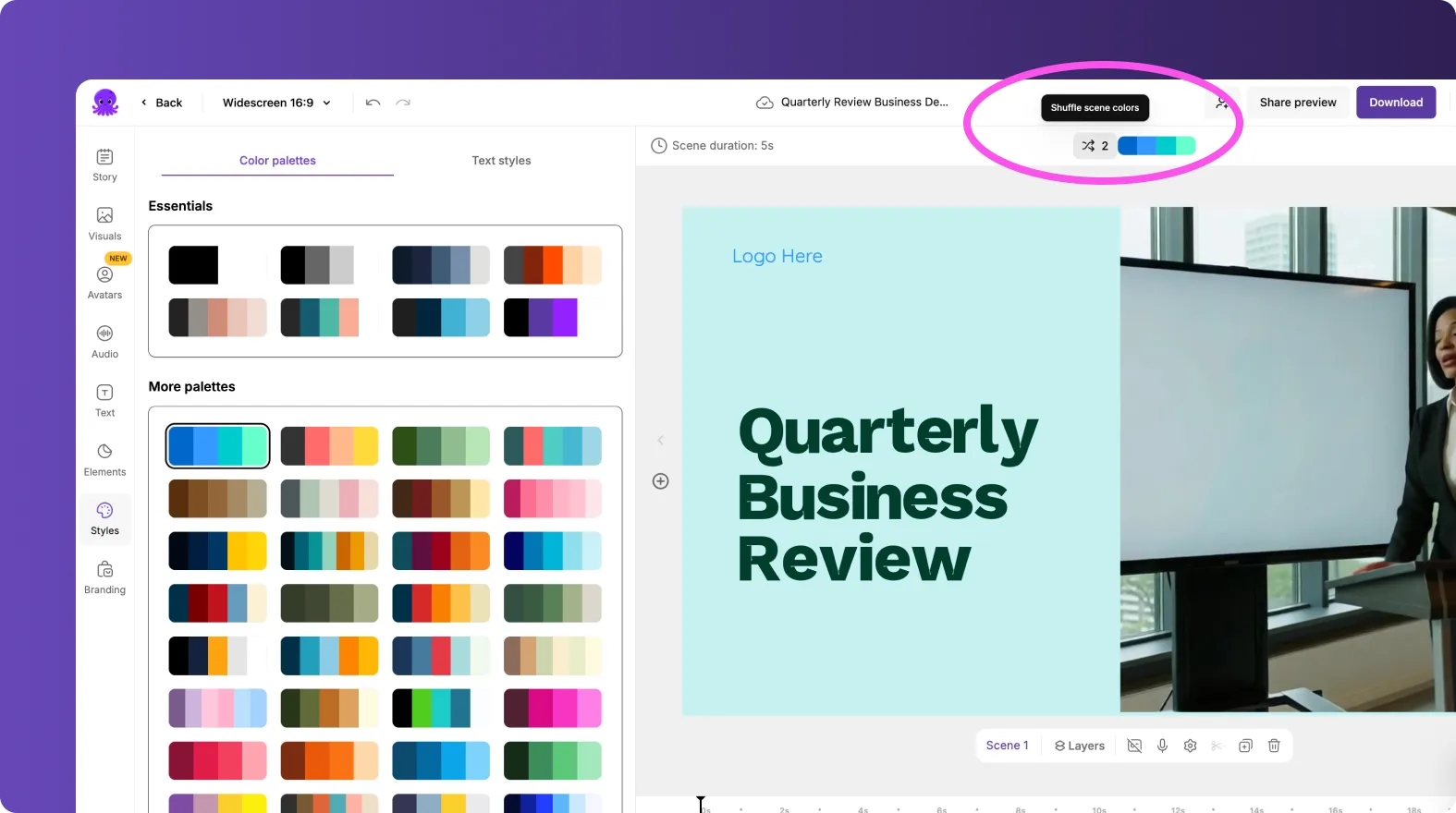 shuffle scene color palette