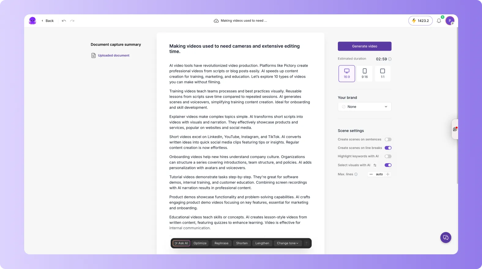 doc to video script generator