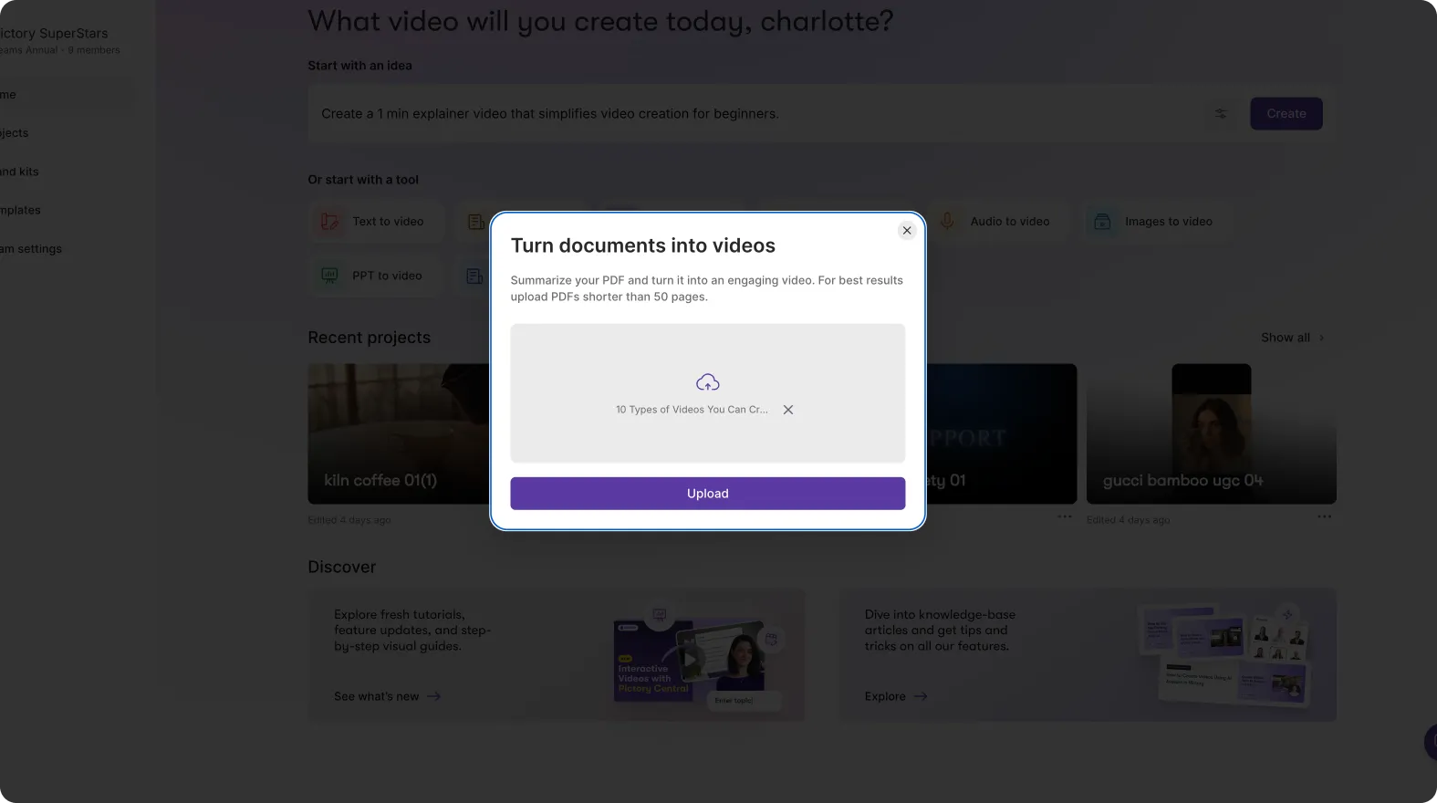 uploaded document to doc to video