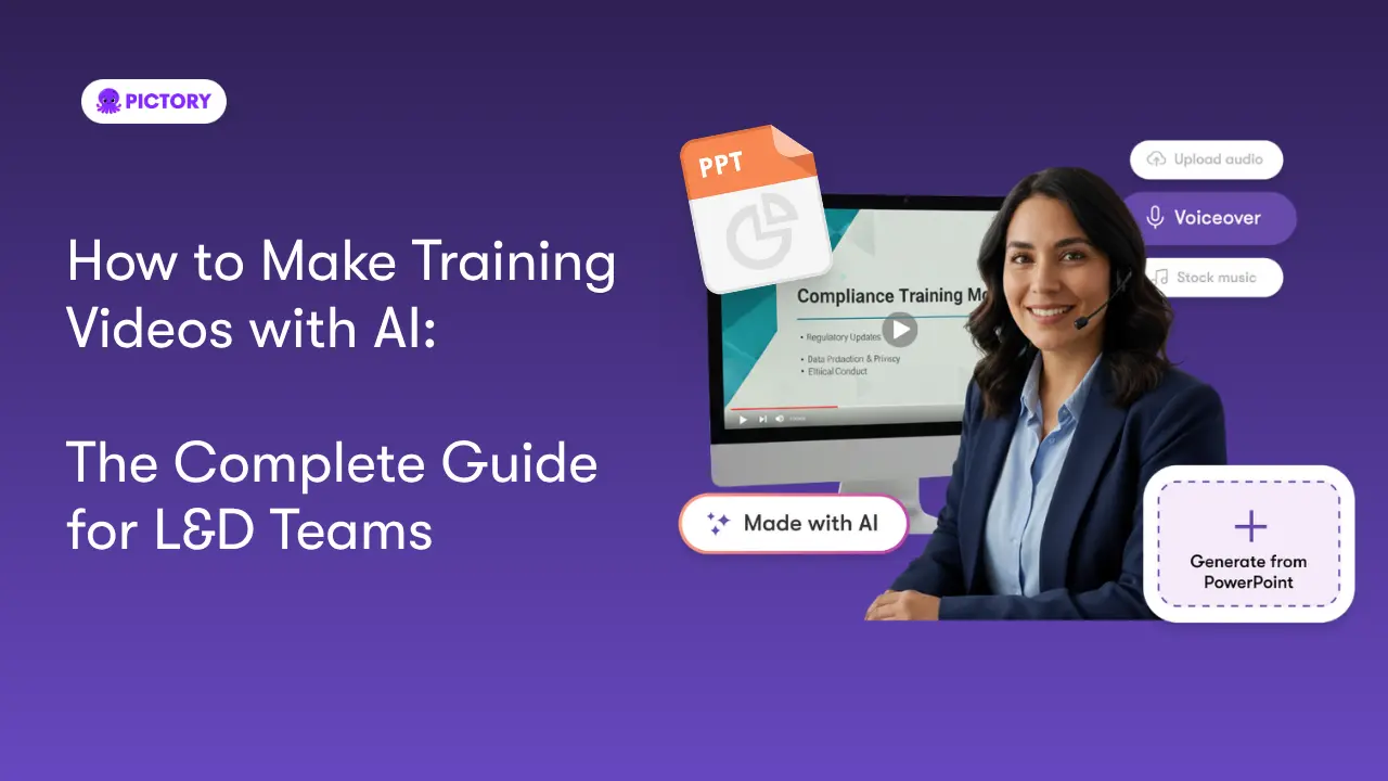 L&D teams are making training videos with AI in minutes, not weeks. See the step-by-step workflow, best formats, and how Pictory fits in.
