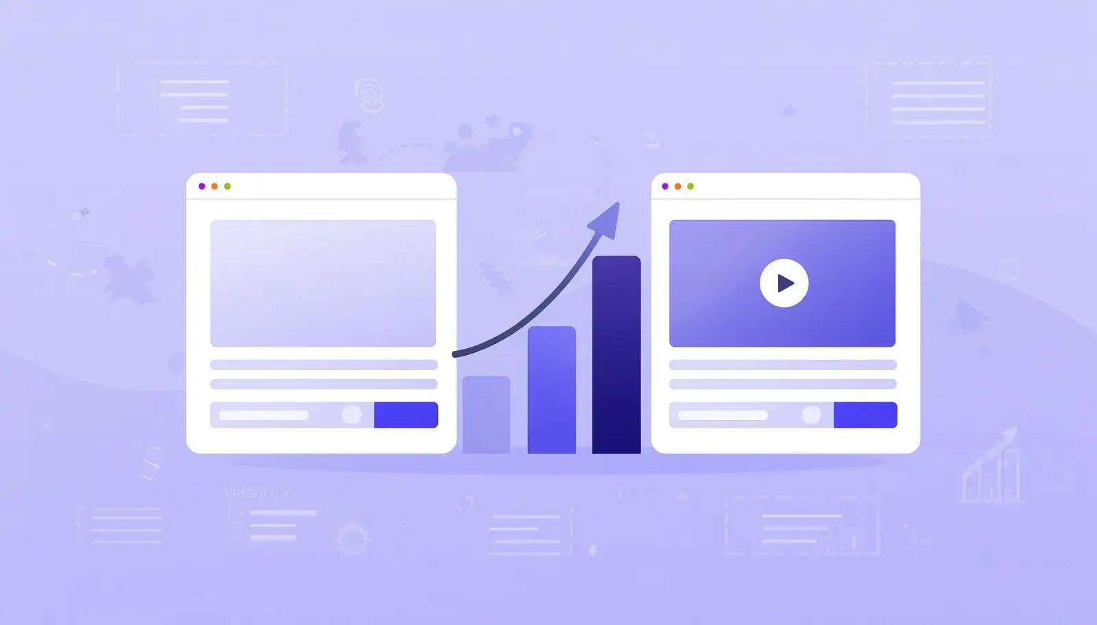 Bar chart showing landing page conversion rates with and without video