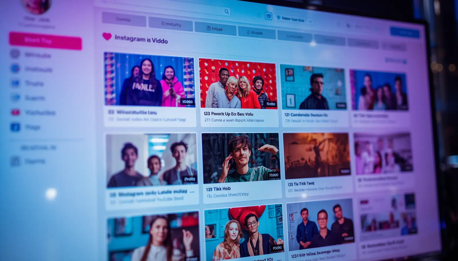 Social media content calendar showing AI-generated short-form video scheduled across multiple platforms