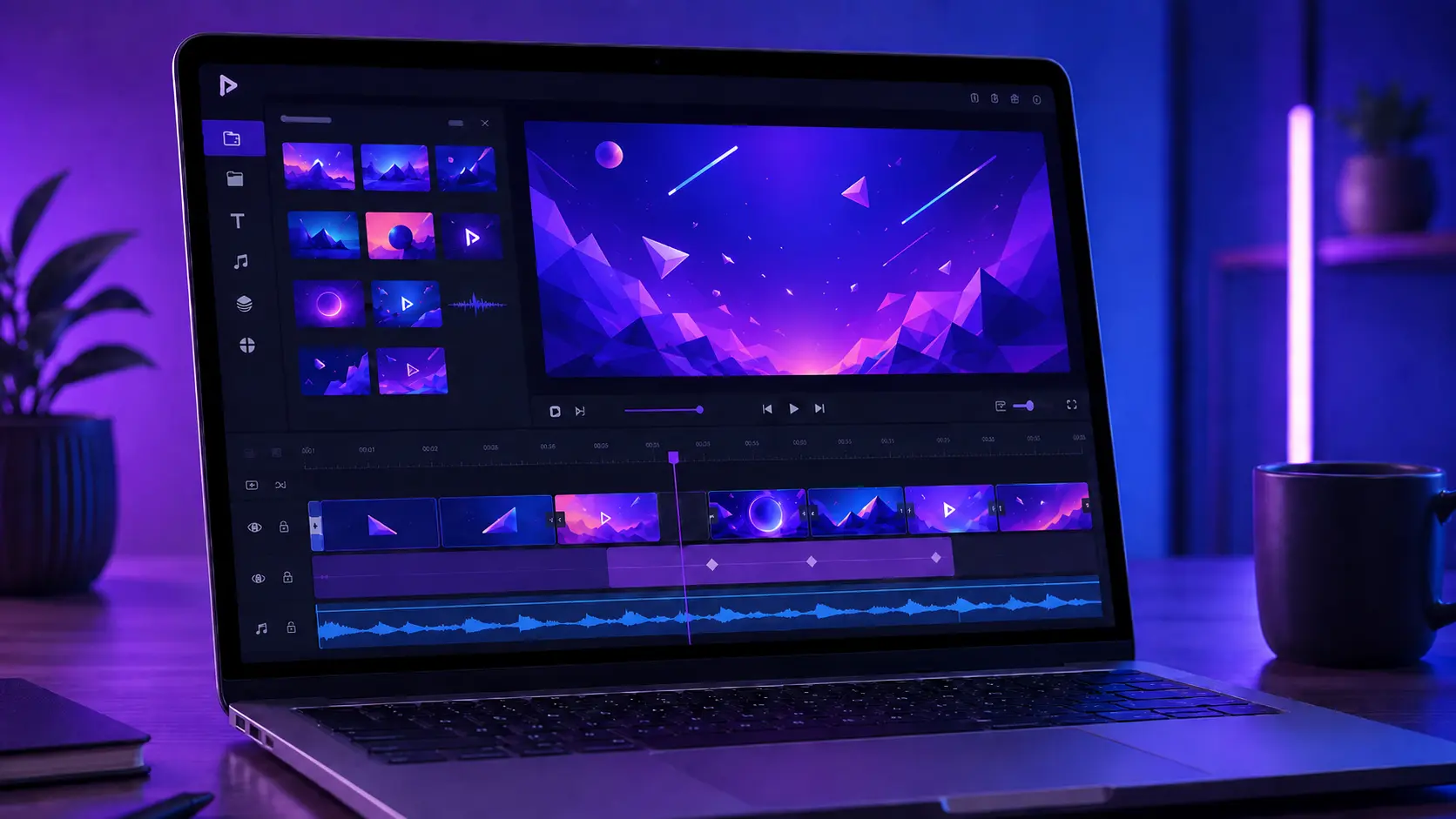 AI video intro maker screen showing an animated branded opening