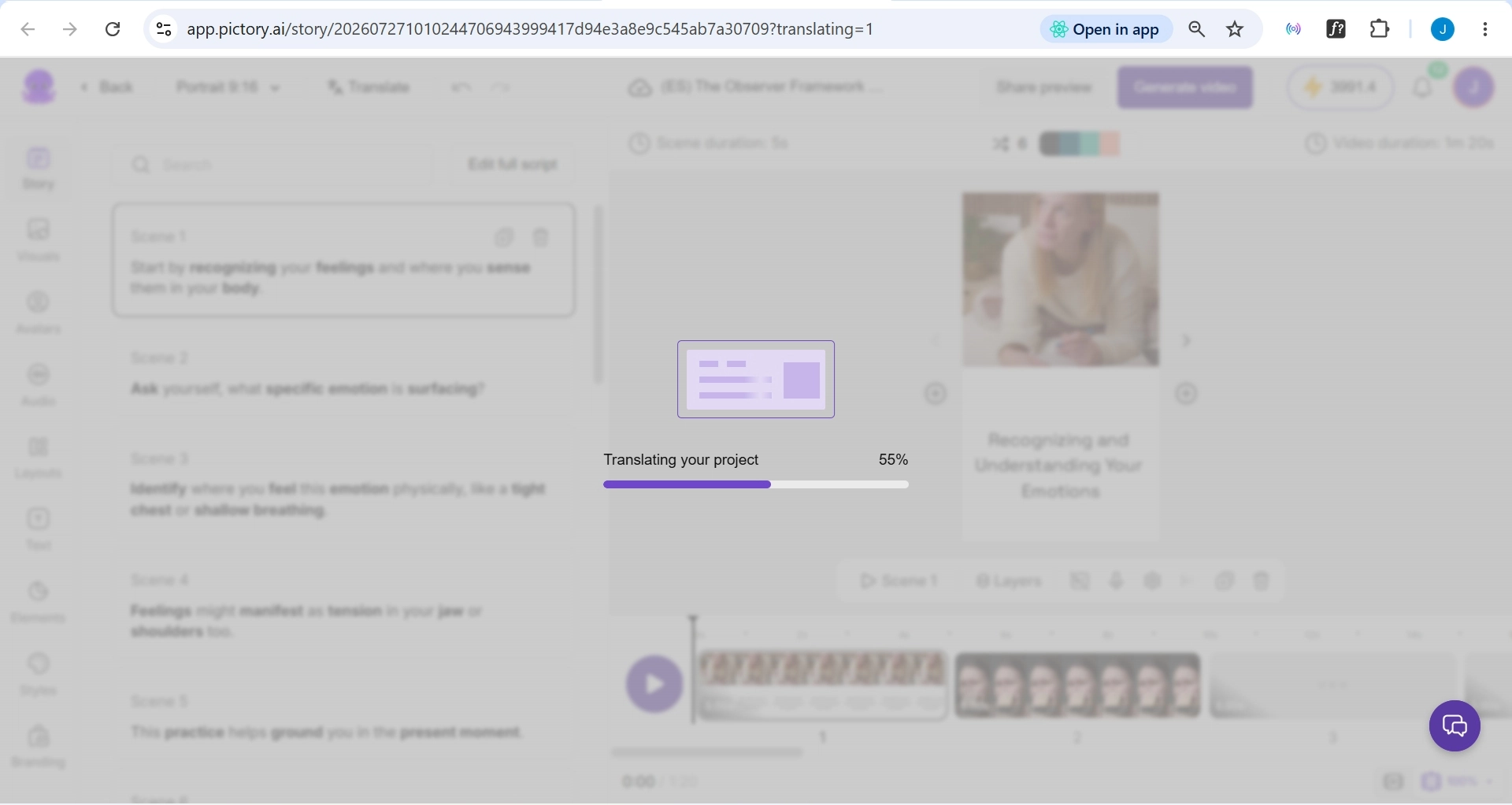Pictory App - Translate Multiple Languages - Start translating your video
