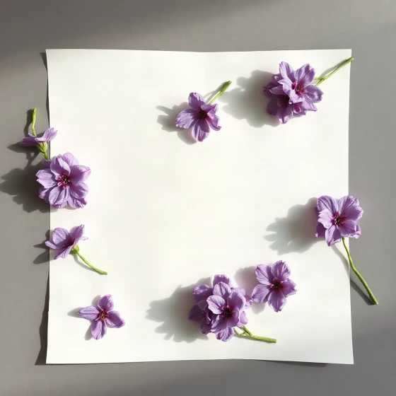 Cream paper with pressed lilac flowers, made with Flux in Pictory