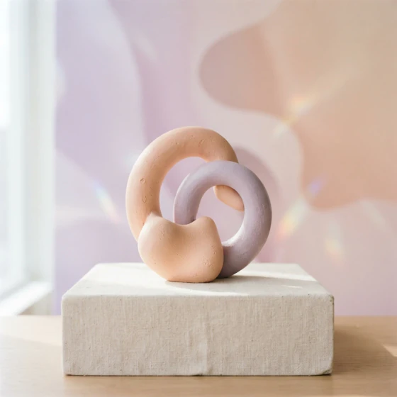 A soft lilac and peach background with abstract shapes, made with Nano Banana Lite in Pictory