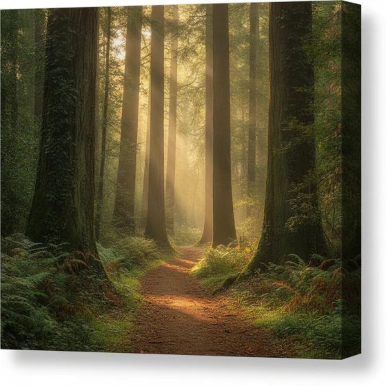 A forest path in morning light, an example of a shot to make with Pixverse 5.5 in Pictory