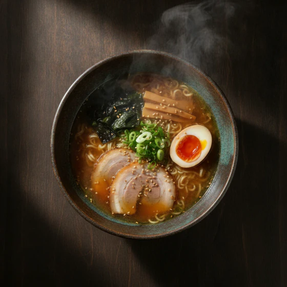A bowl of ramen with steam rising, an example of a shot to make with Pixverse 5.5 in Pictory