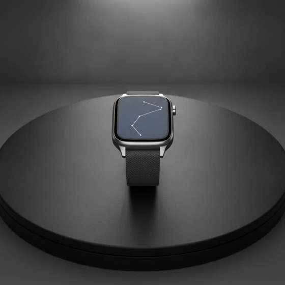 A smartwatch on a dark turntable, an example of a shot to make with Veo 3.1 in Pictory