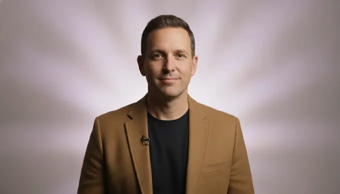 A brand marketer in a brand story video narrated by an AI voice