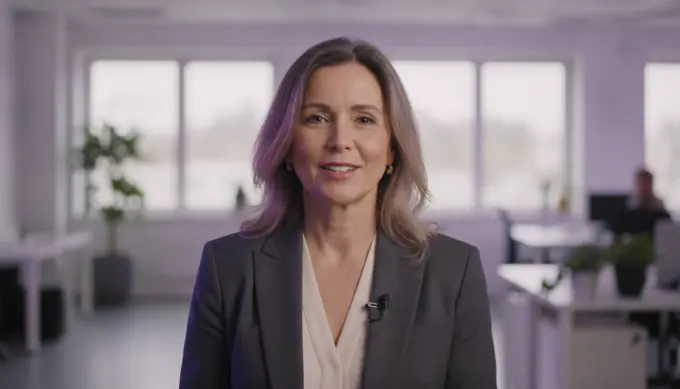 A company leader in a two-minute summary video made from a town hall recording