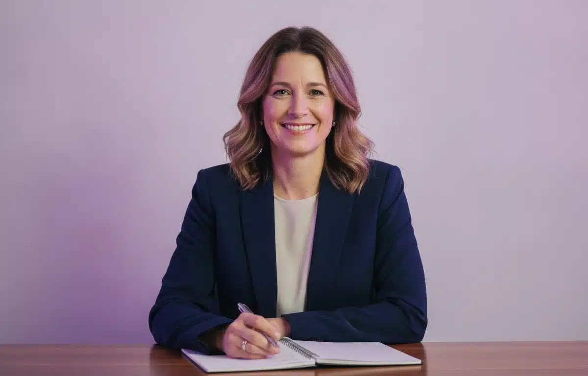 A content lead at her desk after writing a video script with the AI script generator in Pictory