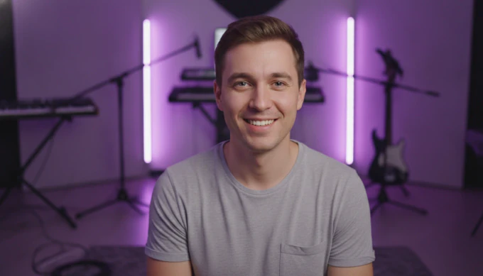 A creator in his home studio in a vertical TikTok video with tips