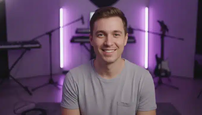 A creator in his home studio in a vertical TikTok video with tips