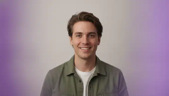 A creator in his home studio in a weekly video made from a script written with AI