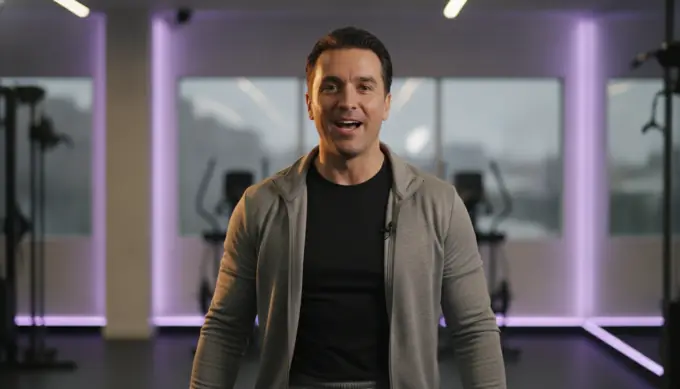 A fitness coach talking to the camera in a captioned video made from his voice note
