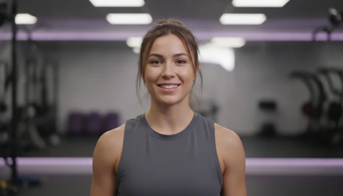 A fitness trainer talking to the camera in a vertical Short cut from a full workout session