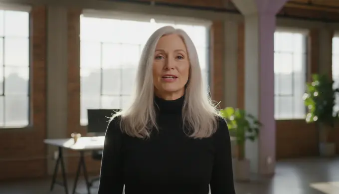 A founder speaking in a video made from her LinkedIn article, in a square format for the feed