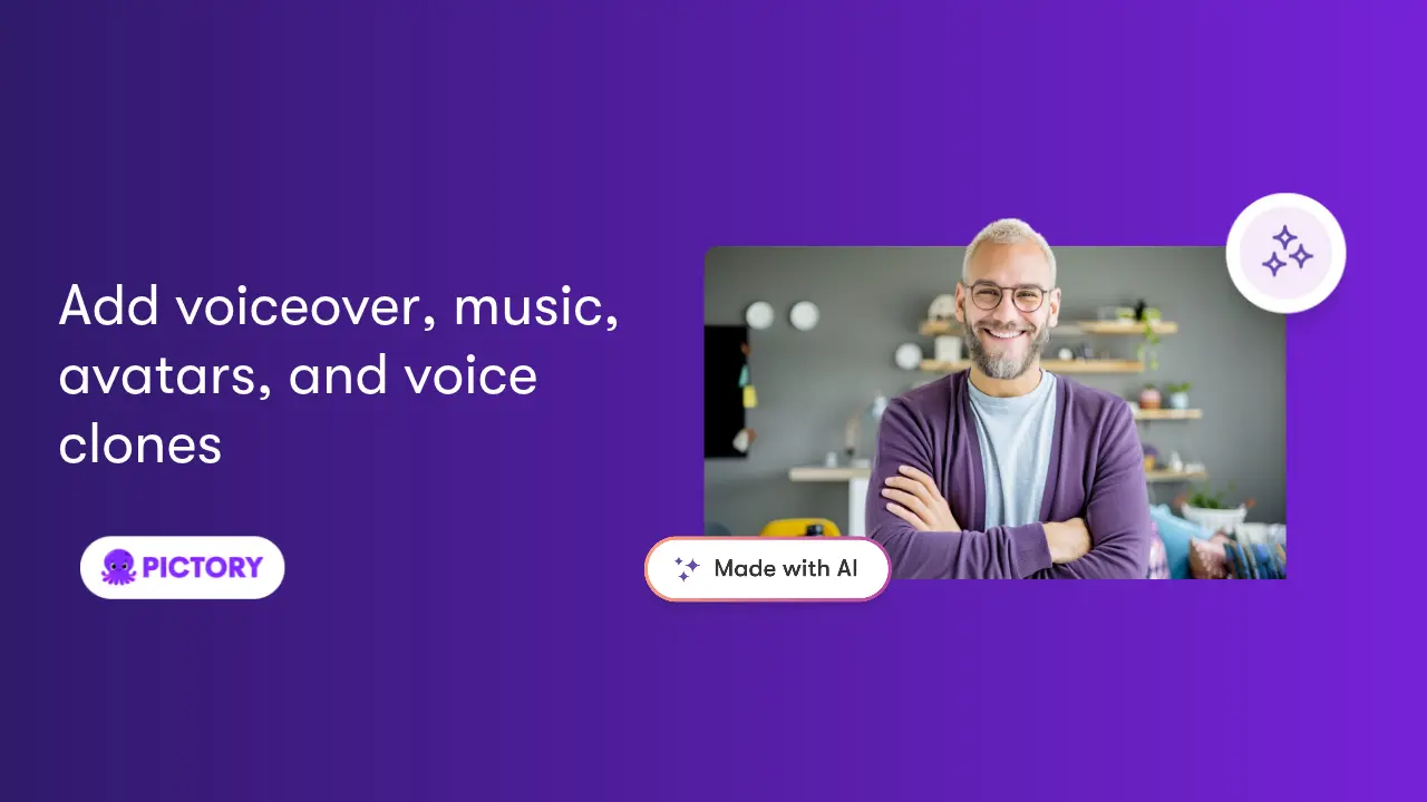 Add voiceover, music, avatars, and voice clones