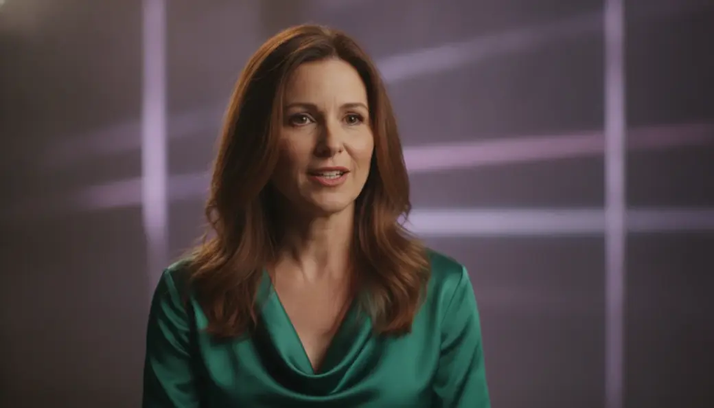 An interview guest mid-answer in a captioned clip Pictory cut from a long interview video