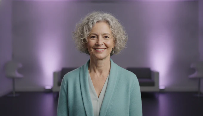 A learning and development manager in a bright training room, in a training video made with Pictory
