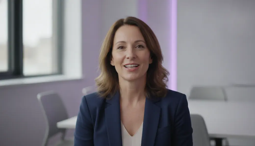 A learning and development manager presenting in a training video made with the Pictory AI training video maker