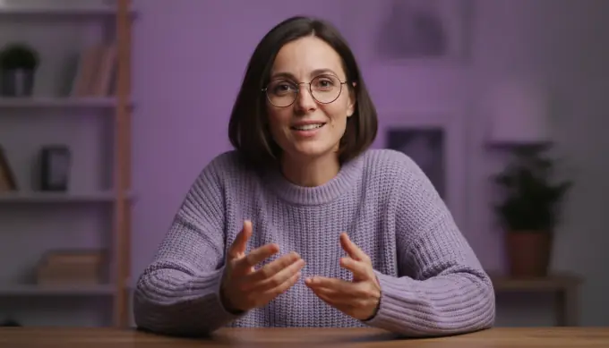 An online course teacher in a clip cut from a full class recording