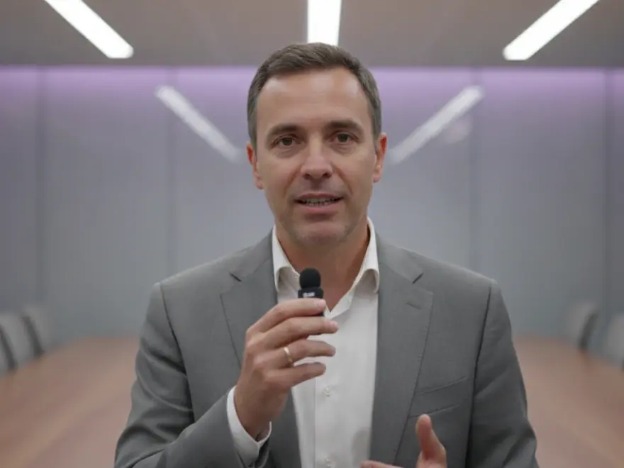 Panel speaker in a highlight reel built from the best moments of a long conference session