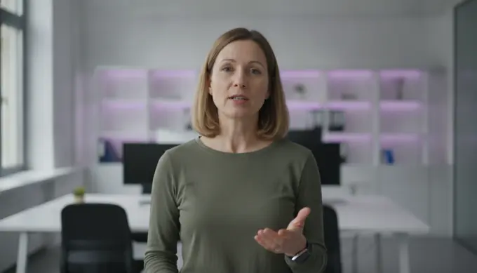 A product manager explaining a feature as an AI presenter in a product explainer video
