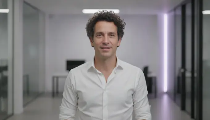A sales manager talking to camera in his office, in an onboarding video made by Pictory 3