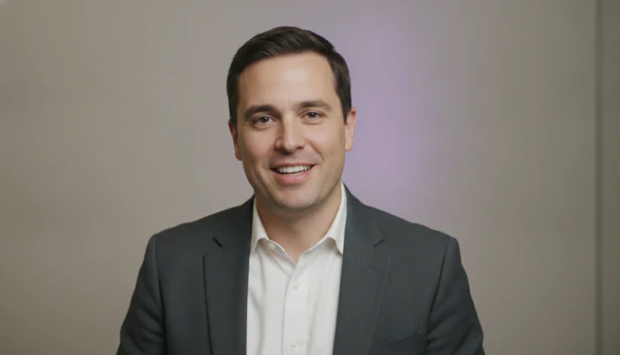 A sales trainer in a meeting room in a sales training video made from a playbook