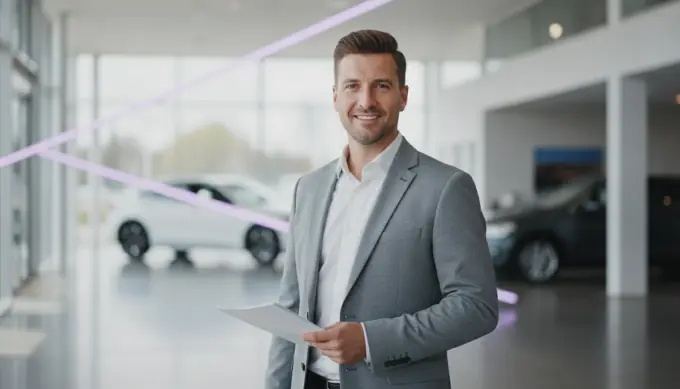 A salesman holding a brochure in an explainer video made from a product brochure PDF