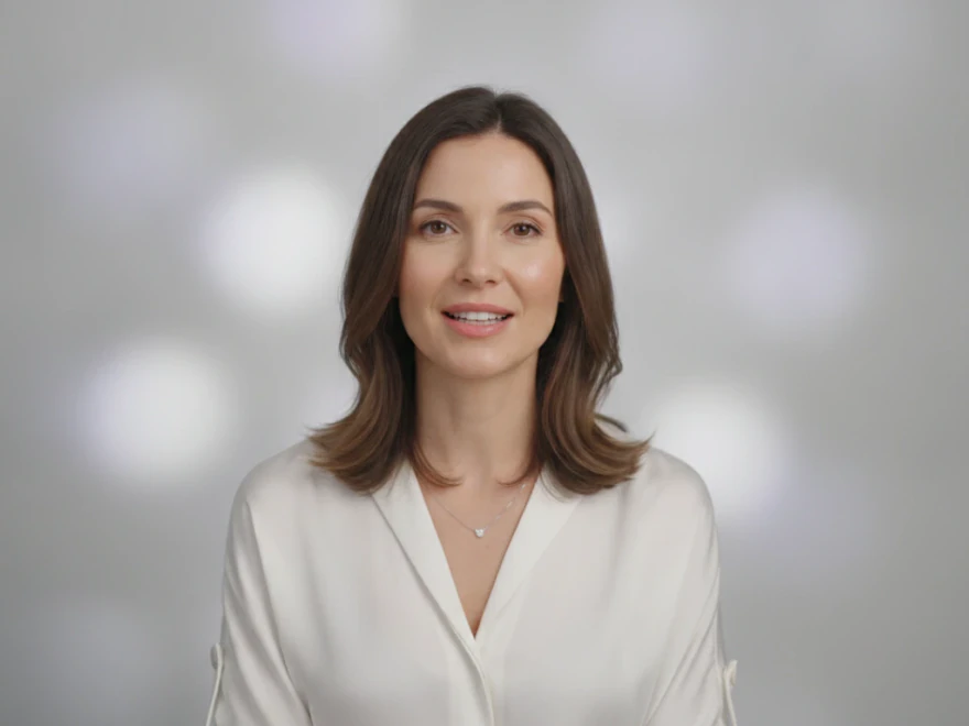 A skincare founder talking to the camera in a vertical Instagram Reel with her brand colors applied