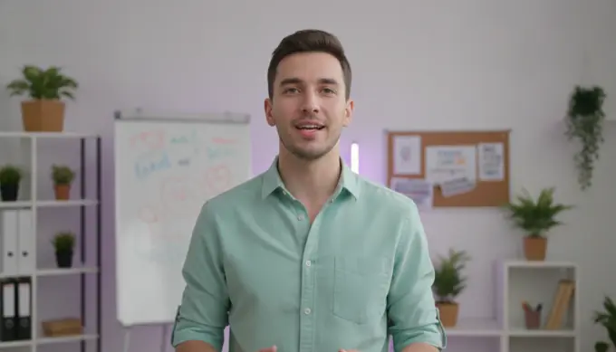 A social media manager in a short video repurposed from a webinar recording, with the outputs ticked off