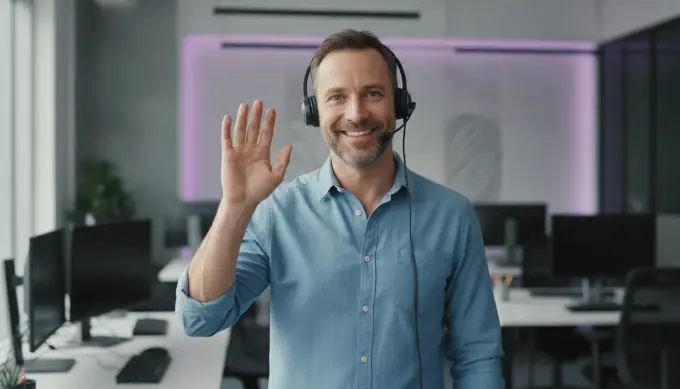 A support presenter waving hello in a how-to video made from a help center article