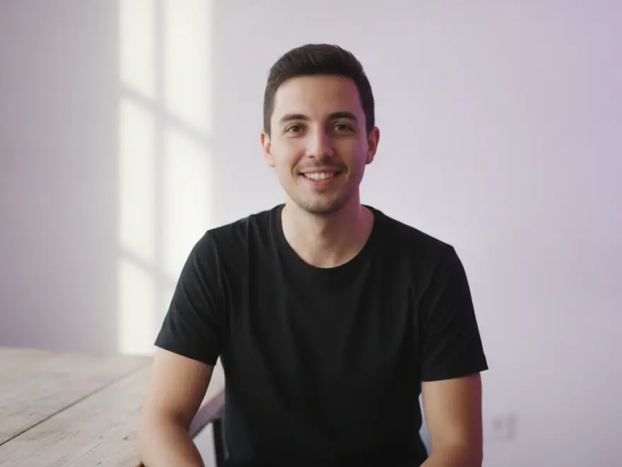 Video editor at his desk with a summary clip cleaned of filler words and silences in Pictory