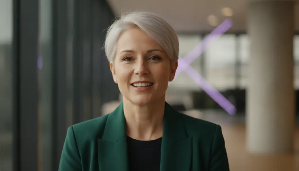 A video operations lead smiling to camera in a branded video Pictory's AI video agent built from her sources