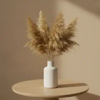 A white vase on the left and the same vase turned purple on the right, after the prompt "Make it purple"